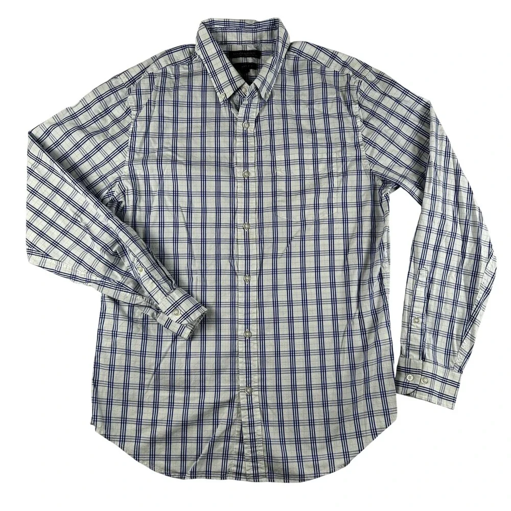 Banana Republic Shirt Mens Large Grant Fit Check Long Sleeve Button Down Oxford